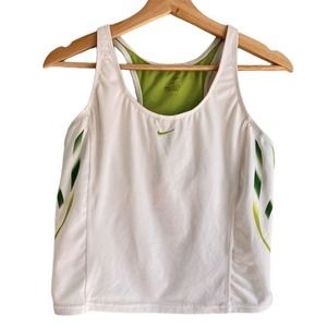 Nike Dri Fit Tank Top Bra White And Green Womens Medium Racerback Gym Top